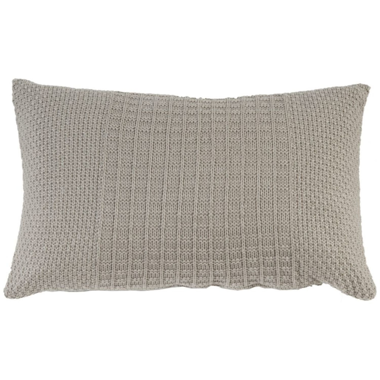 Fabric Accent Pillow With Knitted Pattern Details, Gray- Saltoro Sherpi