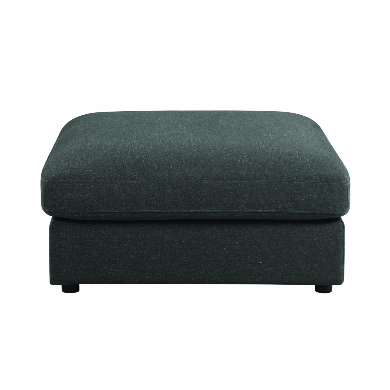Fabric Upholstered Wooden Ottoman With Loose Cushion Seat And Small Feet, Dark Gray- Saltoro Sherpi