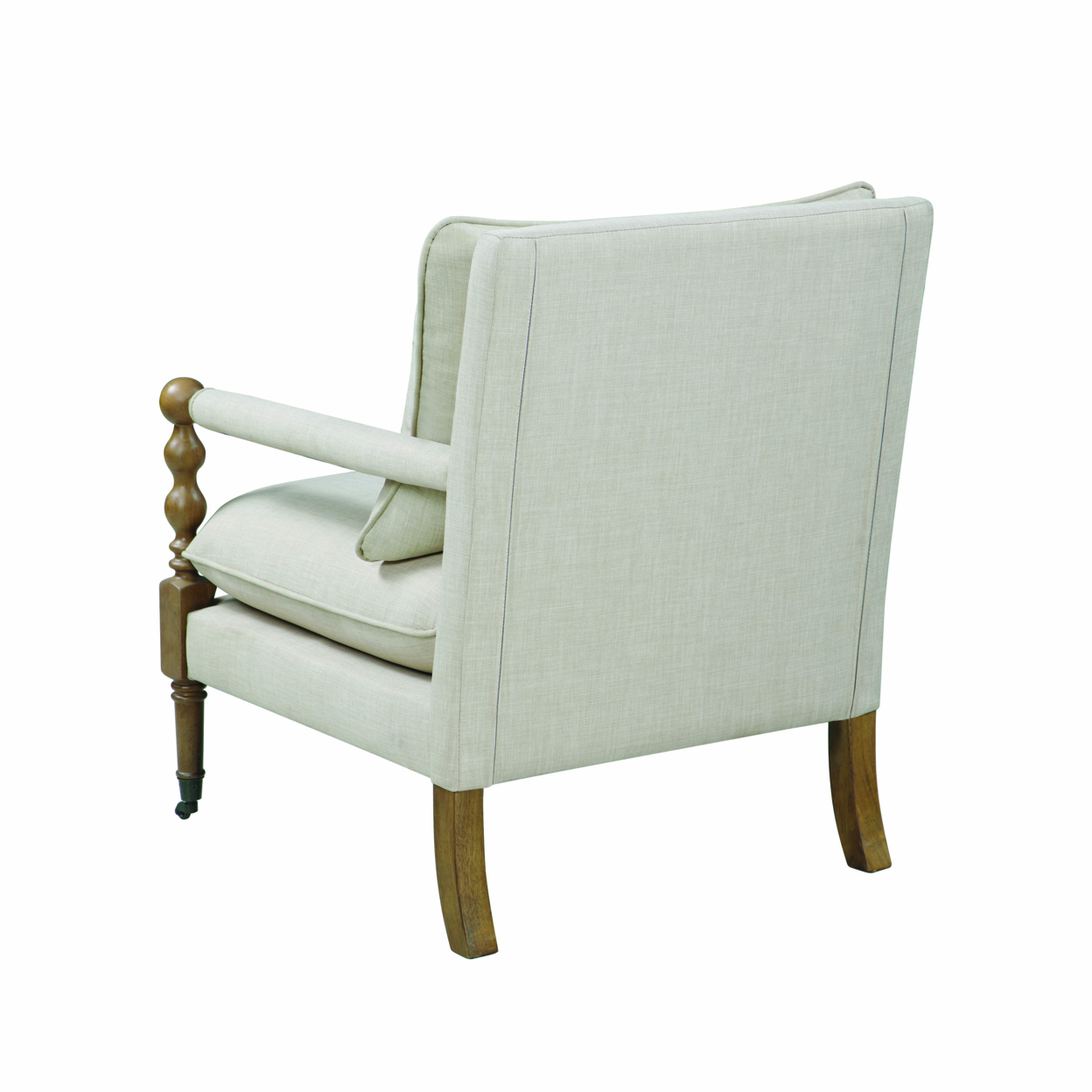 Fabric Upholstered Wooden Accent Chair With Manchette Armrest, Beige And Brown- Saltoro Sherpi