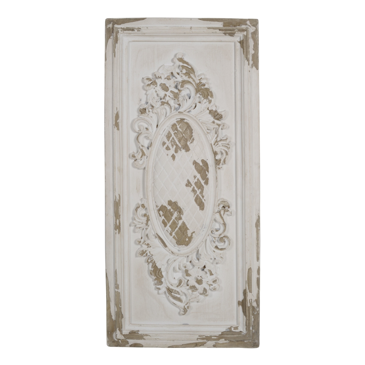 Traditional Style Decorative Wall Panel, White And Brown- Saltoro Sherpi