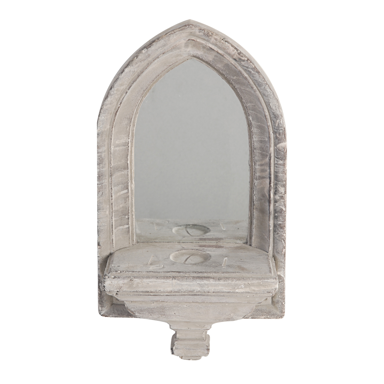 Cement Protected Decorative Wall Mirror, Washed White- Saltoro Sherpi
