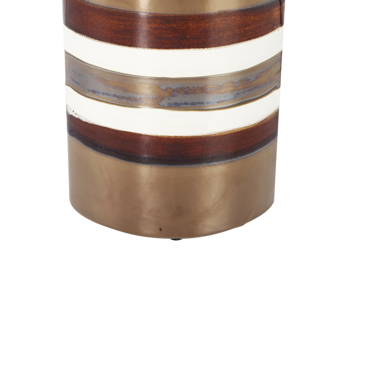 Cylindrical Shape Ceramic Decorative Vase With Bands, Multicolor- Saltoro Sherpi