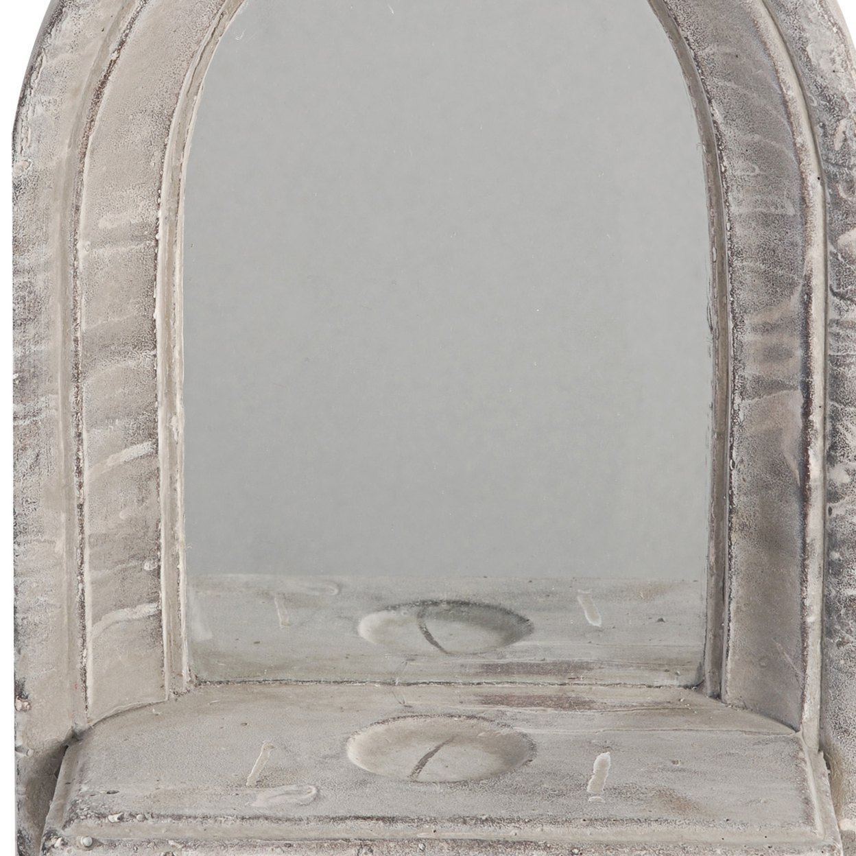 Cement Protected Decorative Wall Mirror, Washed White- Saltoro Sherpi
