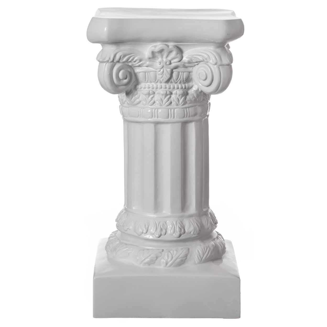 Decorative Modern Fiberglass White Plinth Roman Style Column Ionic Pedestal Vase Stand For Wedding, Living Room, Or Dining Room - 32