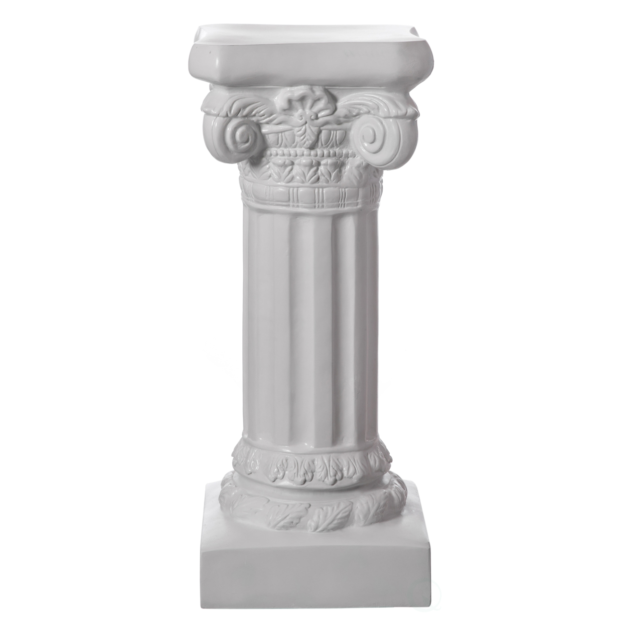 Decorative Modern Fiberglass White Plinth Roman Style Column Ionic Pedestal Vase Stand For Wedding, Living Room, Or Dining Room - 32