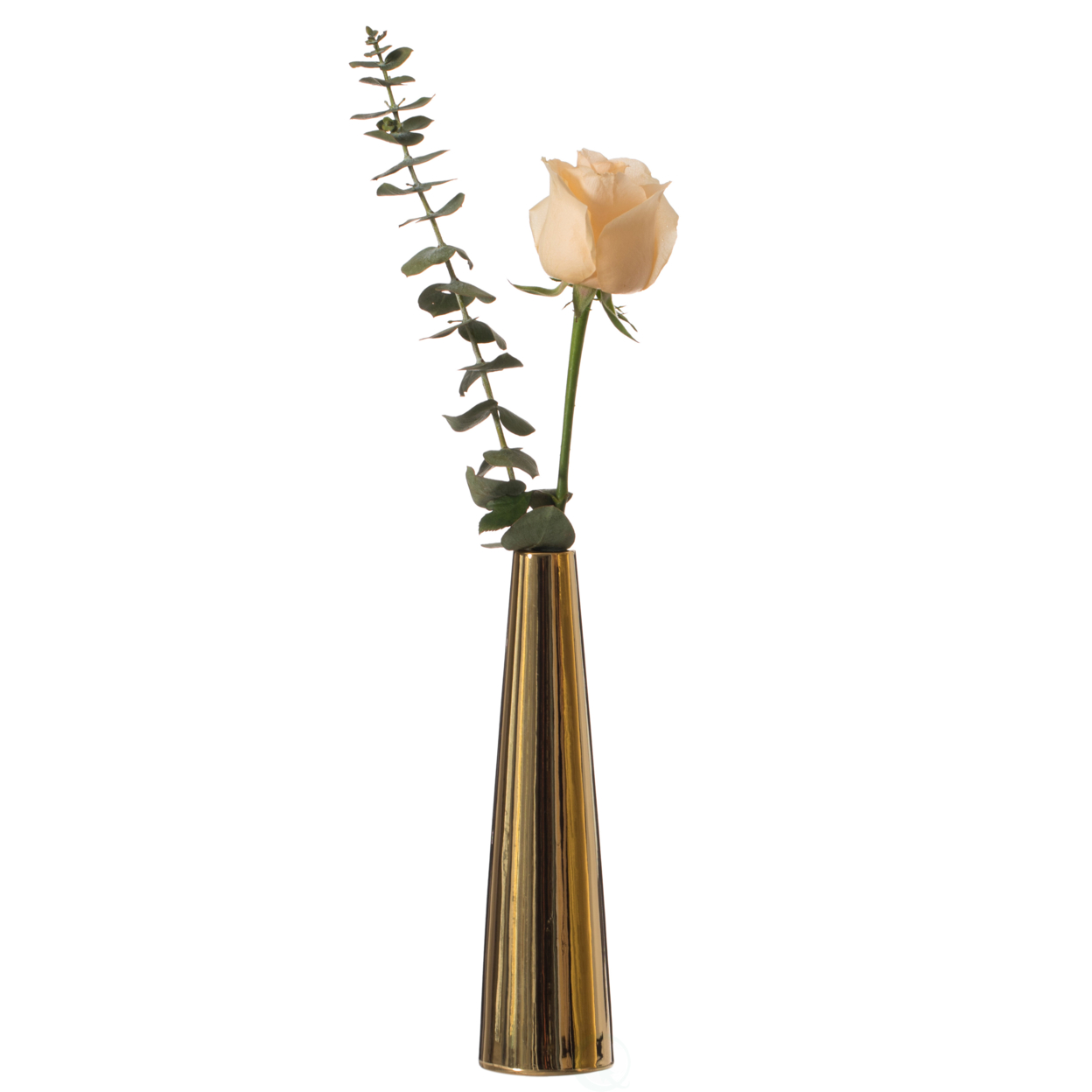 8 Inch Contemporary Ceramic Cone Shape Table Vase Modern Pastel Colored Flower Holder - Gold