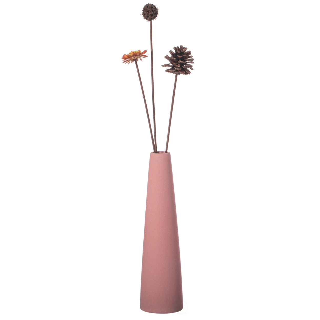 8 Inch Contemporary Ceramic Cone Shape Table Vase Modern Pastel Colored Flower Holder - Pink