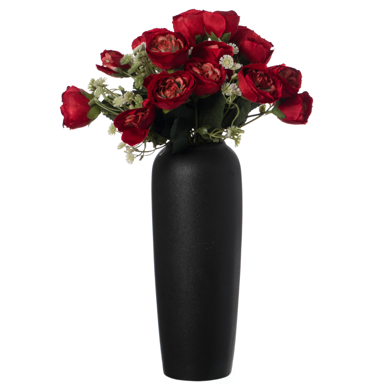 Contemporary Black Ceramic Cylinder Shaped Table Flower Vase Holder - Large