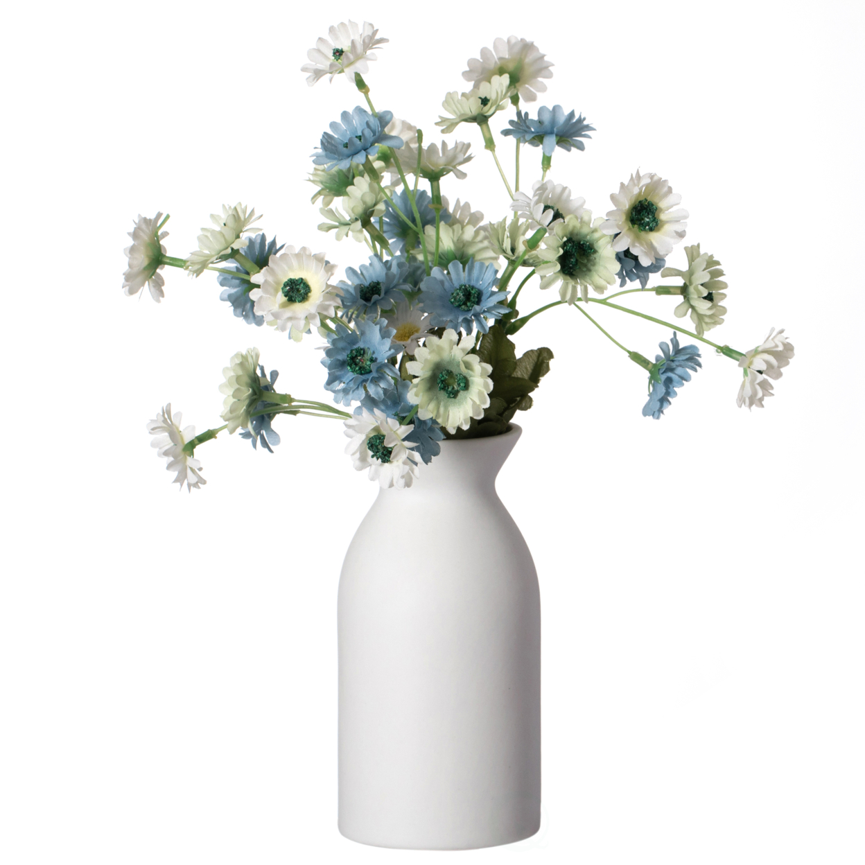 Contemporary White Cylinder Shaped Ceramic Table Flower Vase Holder - Small