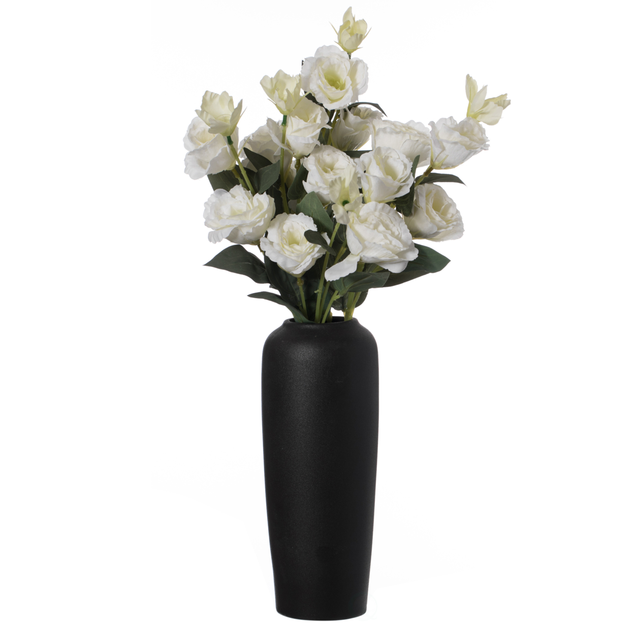 Contemporary Black Ceramic Cylinder Shaped Table Flower Vase Holder - Large