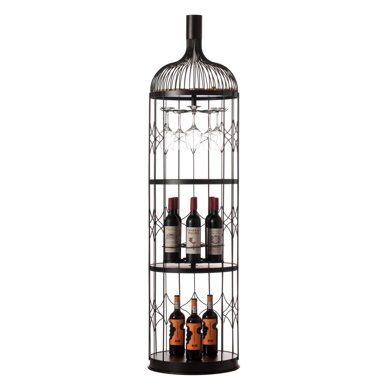 Creative Bottle Shaped Black Wine Holder Rack Holder For Dining Room, Office, And Entryway