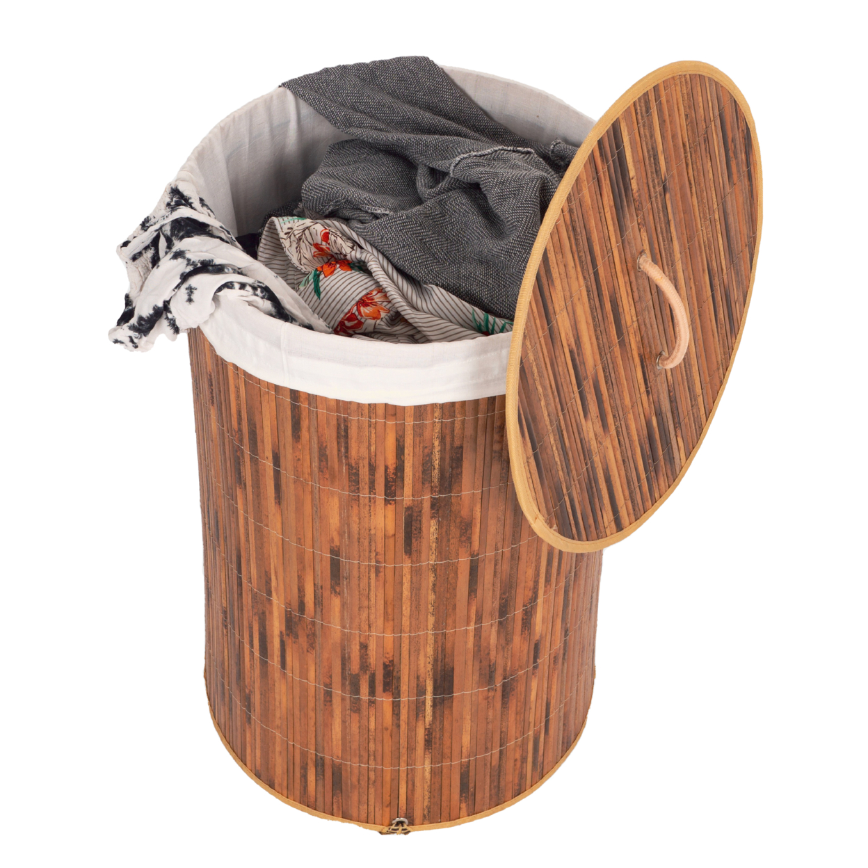 Foldable Laundry Hamper With Lid And Handles For Easy Carrying - Bamboo Rectangle