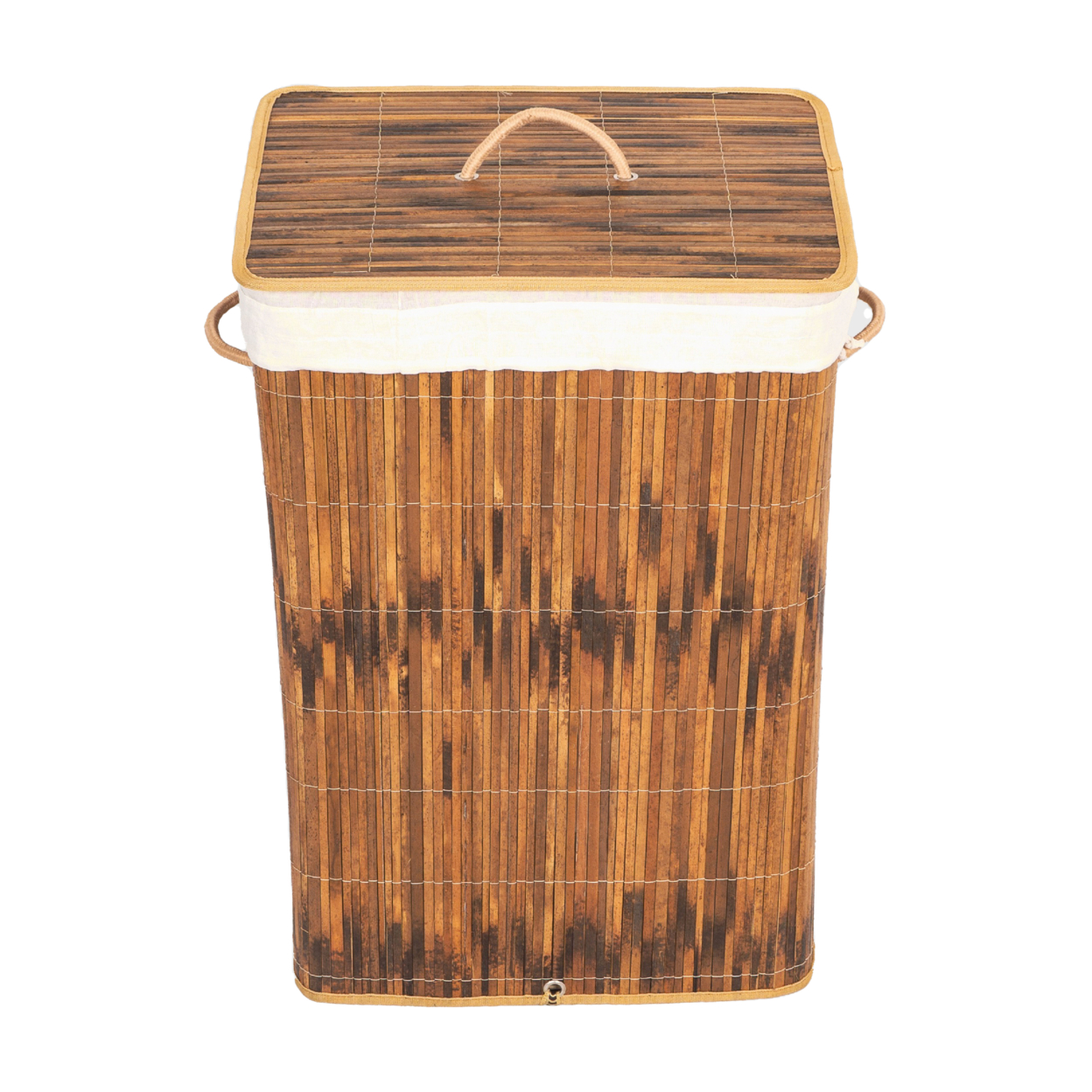 Foldable Laundry Hamper With Lid And Handles For Easy Carrying - Bamboo Round