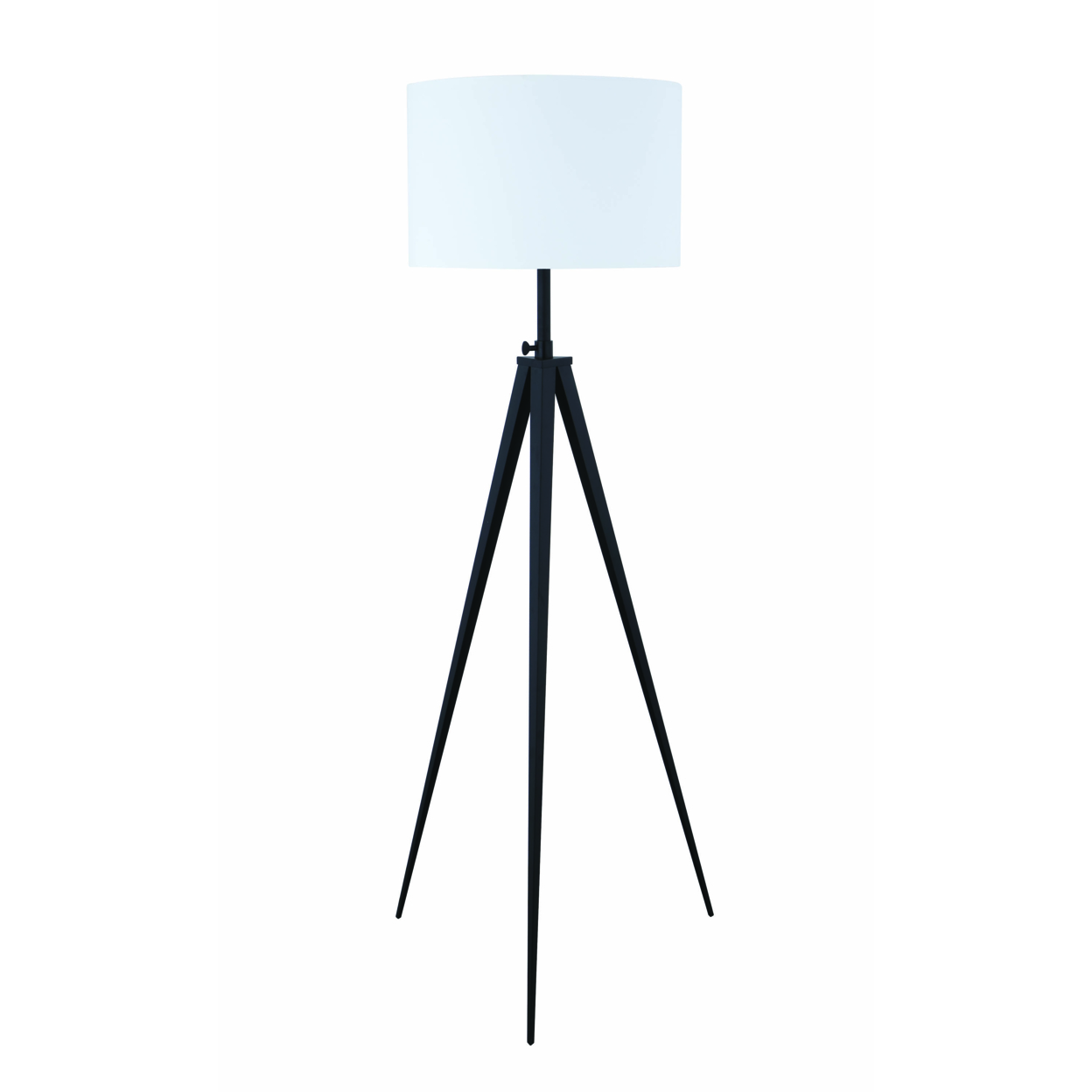 Height Adjustable Metal Tripod Floor Lamp With Fabric Shade, White And Black- Saltoro Sherpi