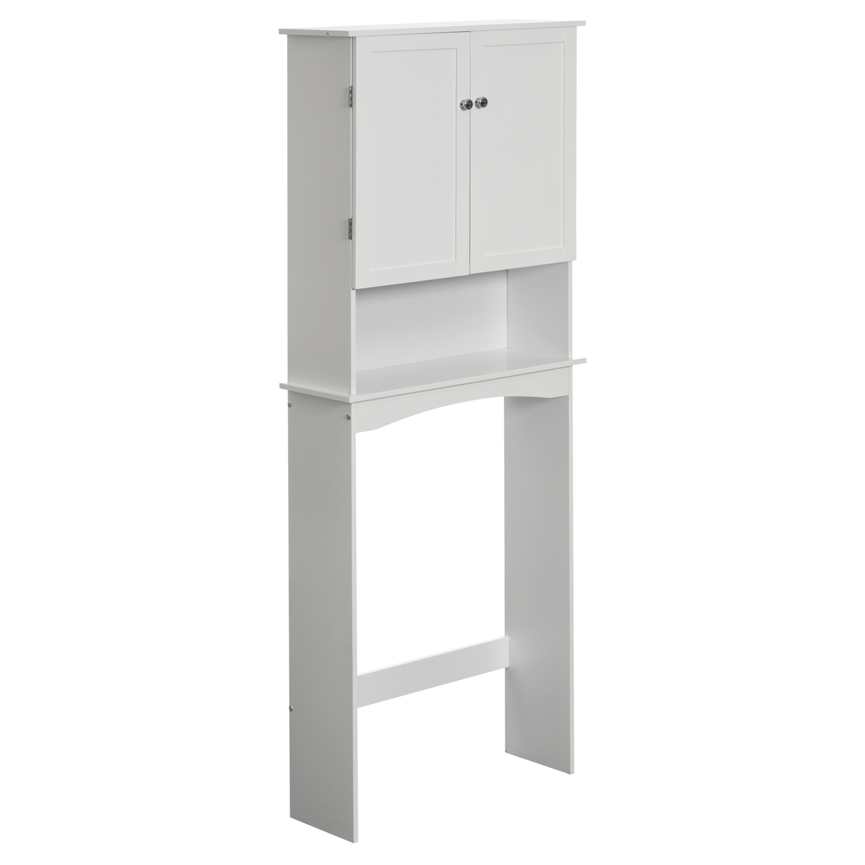 White Over the Toilet Standing Cabinet Organizer for Bathroom with Open Shelf and drawer