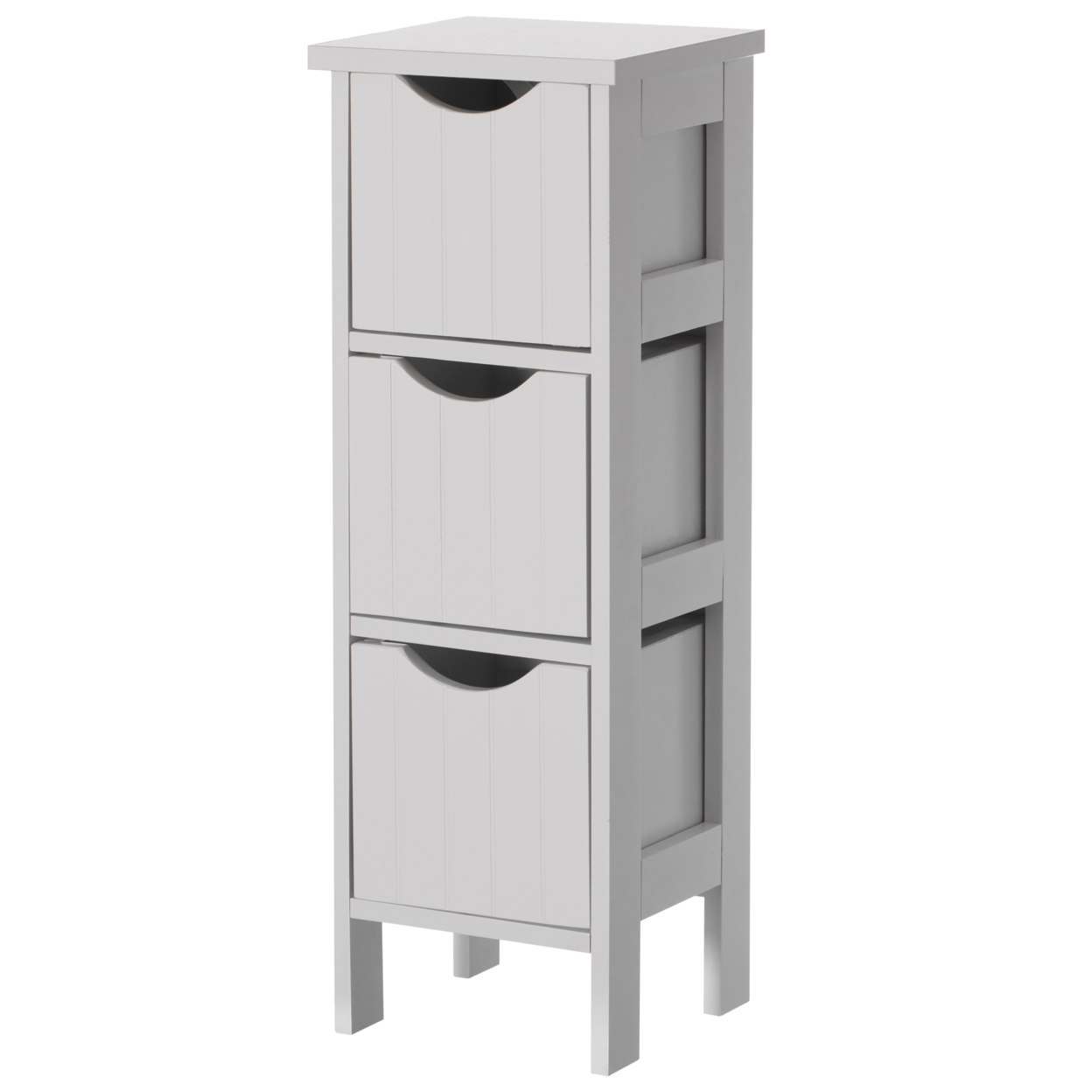 White Wooden Modern Freestanding Side Storage Tower Cabinet with 3 Drawers