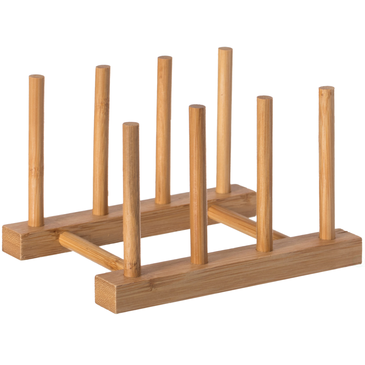 Set Of 2 Bamboo Wooden Dish Drainer Rack, Plate Rack, And Drying Drainer - 2 Grid