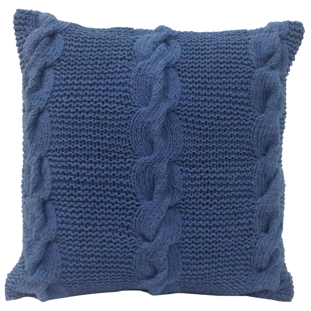 18 X 18 Inch Decorative Cable Knit Hand Woven Cotton Pillow, Set Of 2, Blue- Saltoro Sherpi