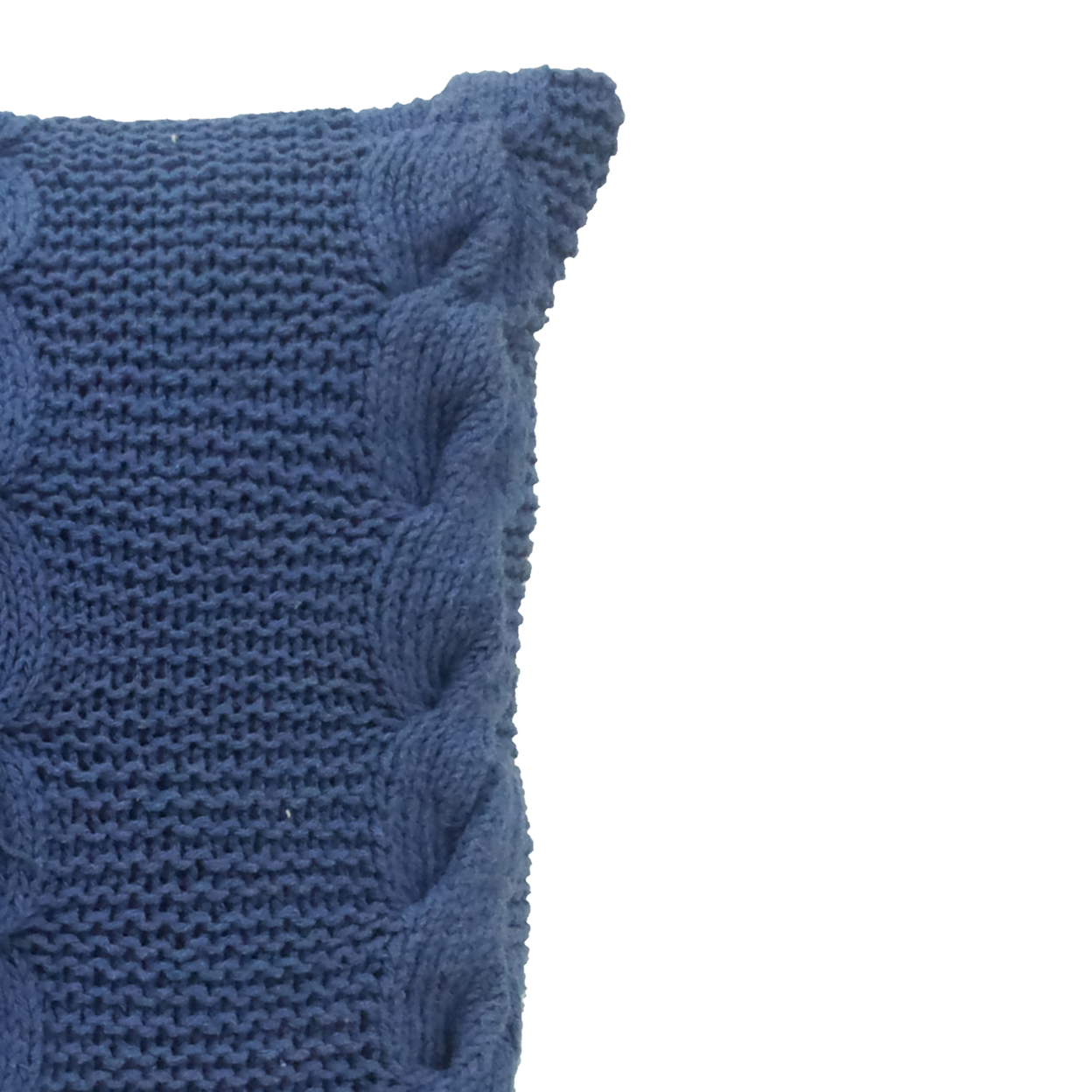 18 X 18 Inch Decorative Cable Knit Hand Woven Cotton Pillow, Set Of 2, Blue- Saltoro Sherpi