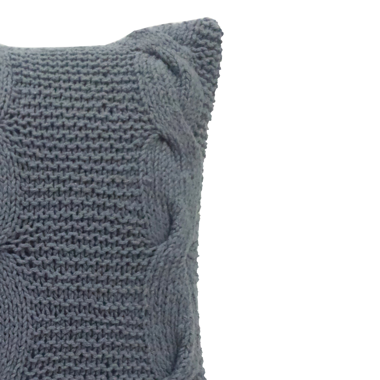 18 X 18 Inch Cable Knit Hand Woven Cotton Pillow, Gray