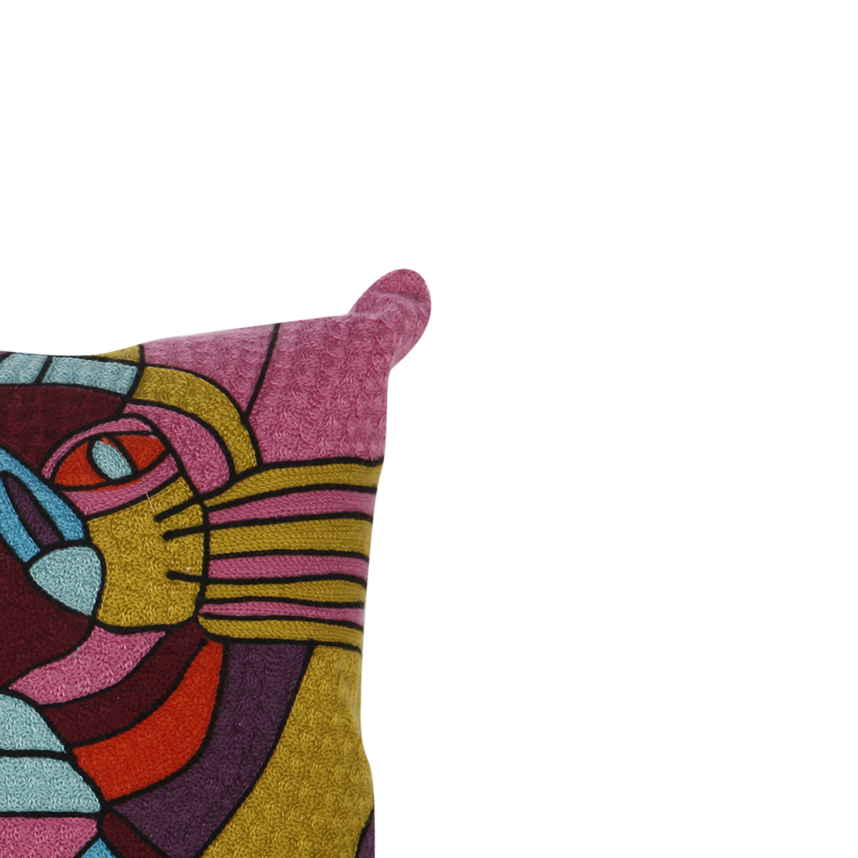 18 X 18 Inch Abstract Cat Art Embroidered Polyester Pillow, Set Of 2, Multicolor- Saltoro Sherpi