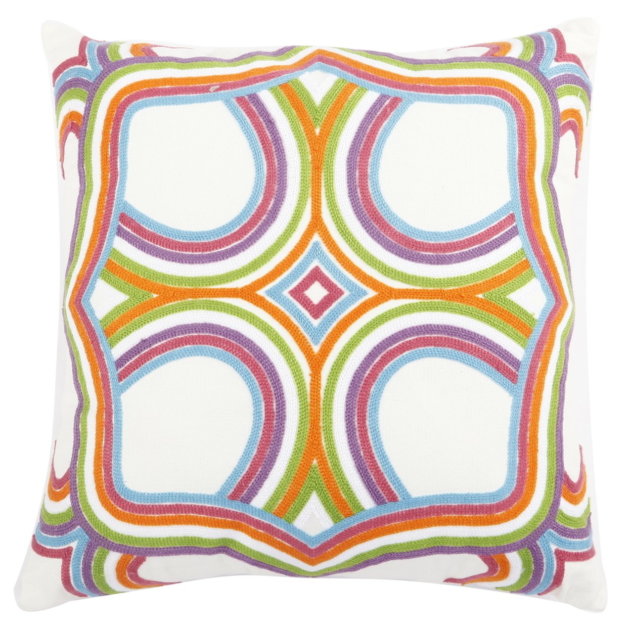 18 X 18 Inch Polyester Pillow With Celtic Knot Embroidery, Set Of 2, Multicolor- Saltoro Sherpi