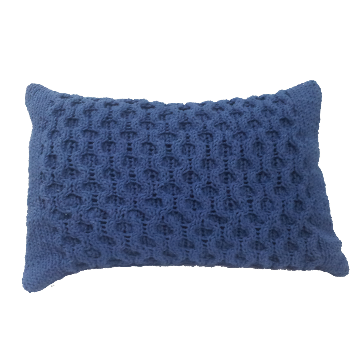 20 X 14 Inch Knitted Pillow With Polyester Fiber Fill, Navy Blue- Saltoro Sherpi