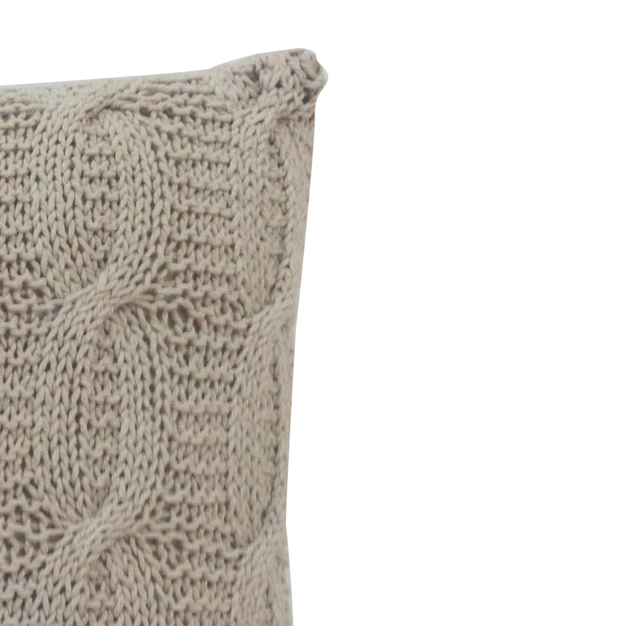 18 X 18 Inch Cotton Cable Knit Pillow With Twisted Details, Set Of 2, Beige- Saltoro Sherpi