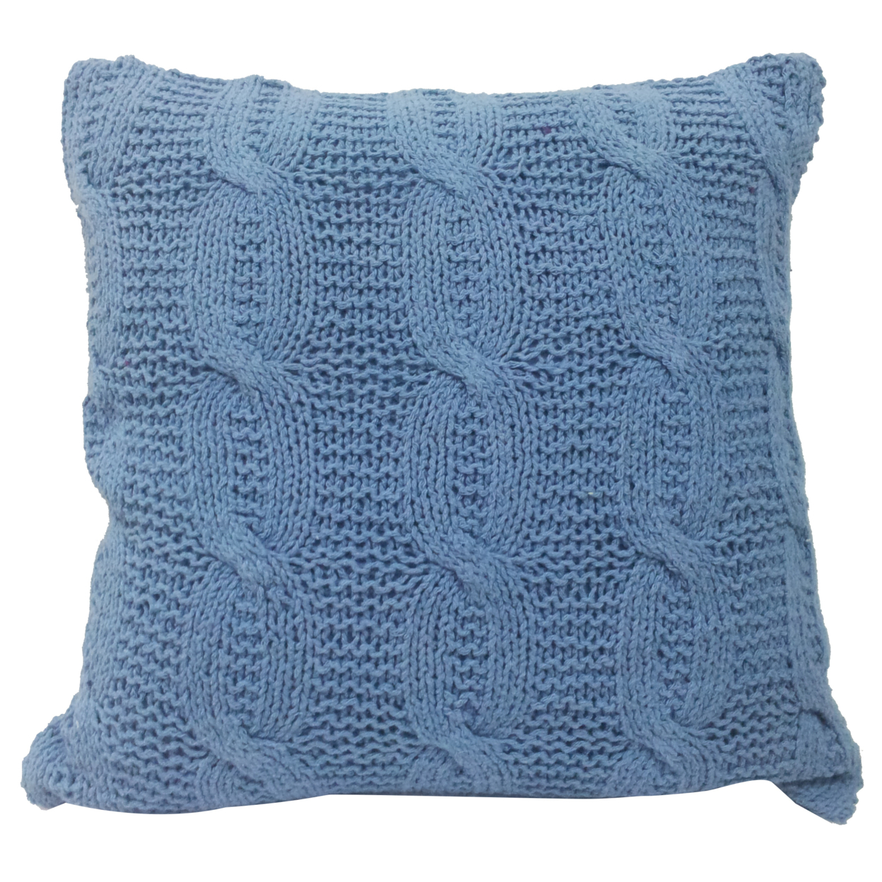 18 X 18 Inch Cotton Cable Knit Pillow With Twisted Details, Set Of 2, Blue- Saltoro Sherpi