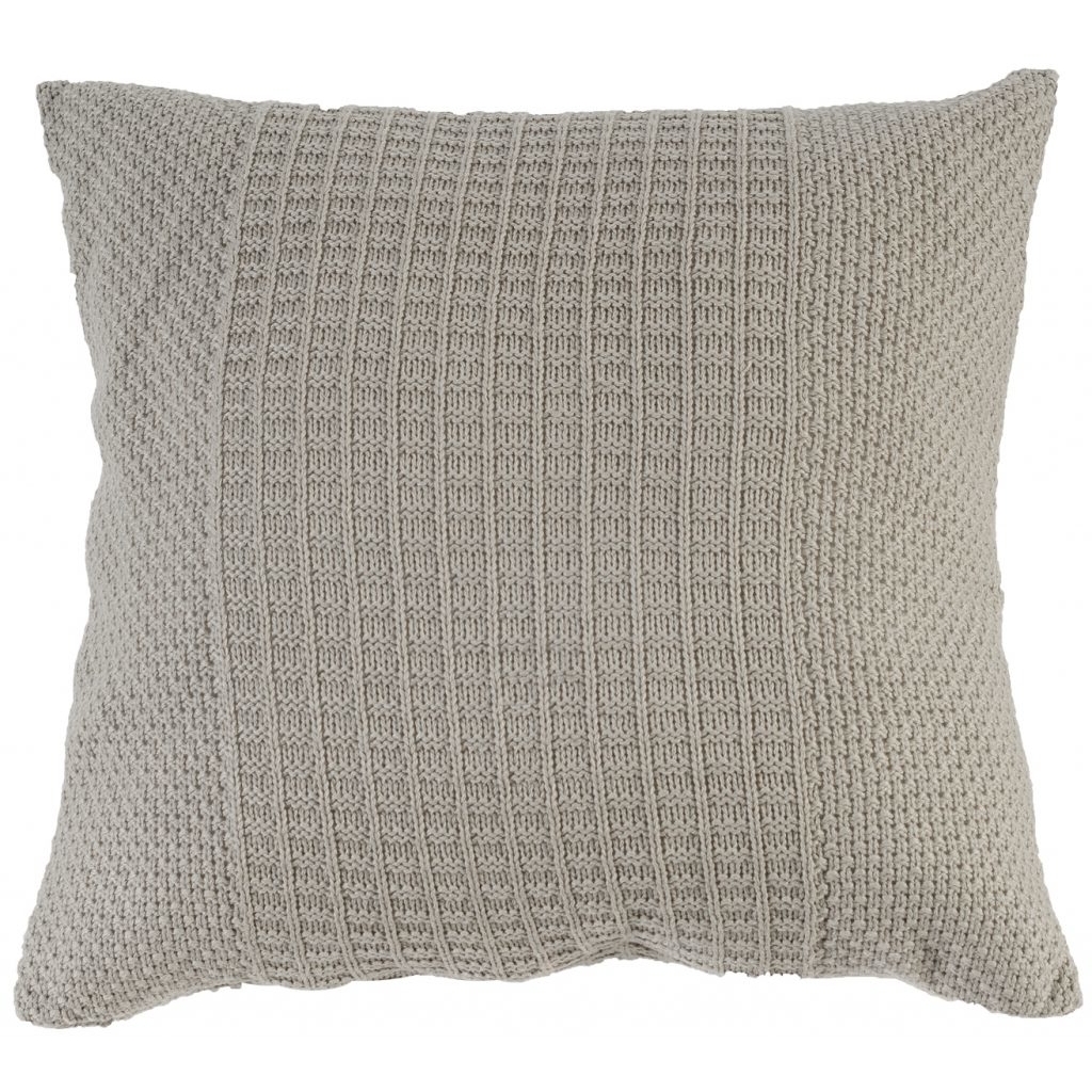 22 X 22 Inch Decorative Polyester Pillow With Knitted Detail, Set Of 2,Gray- Saltoro Sherpi