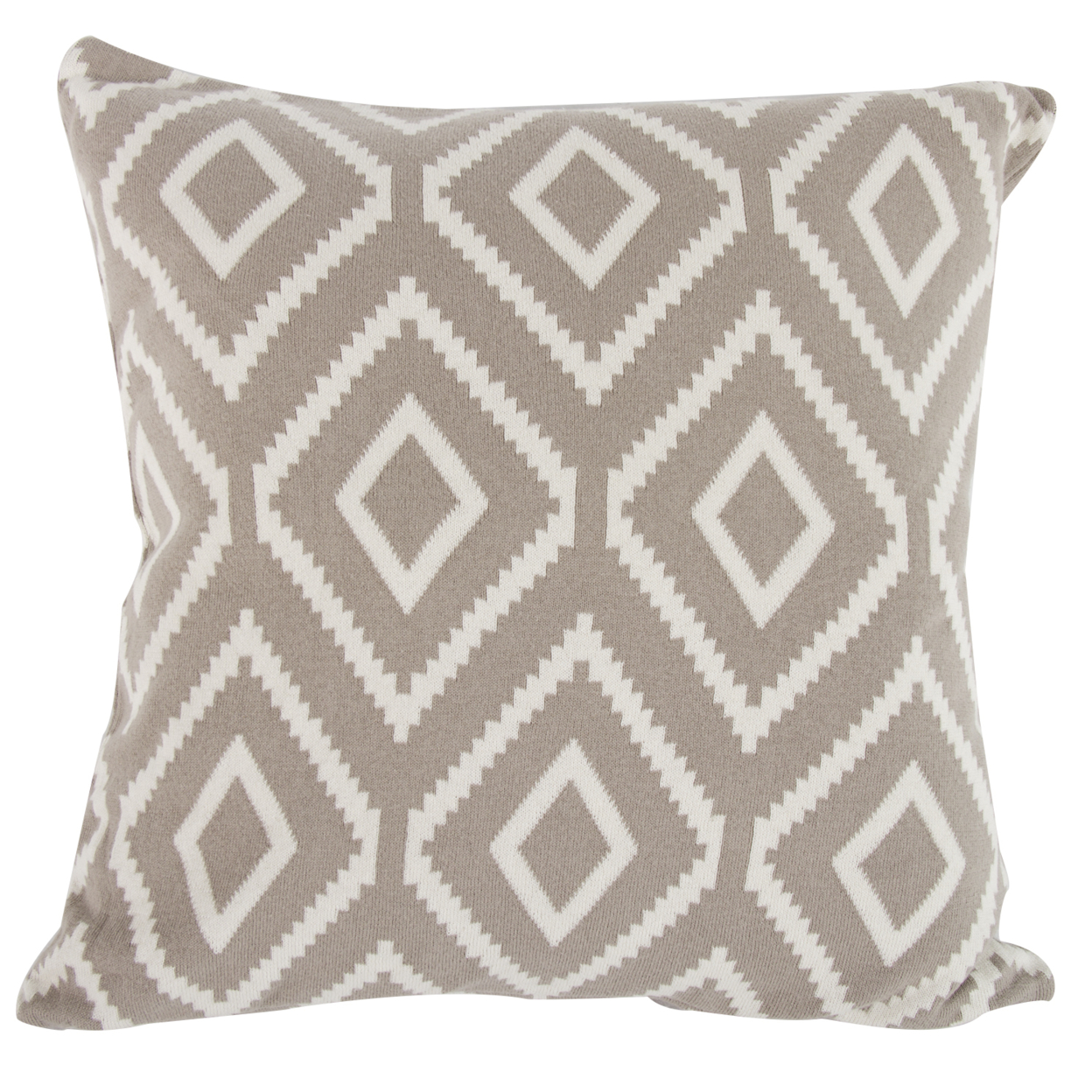 20 X 20 Inch Cashmere Pillow With Diamond Pattern, Set Of 2, Brown And White- Saltoro Sherpi