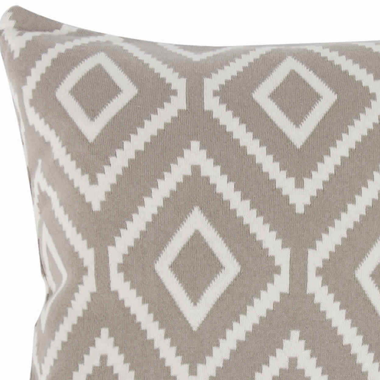 20 X 20 Inch Cashmere Pillow With Diamond Pattern, Set Of 2, Brown And White- Saltoro Sherpi