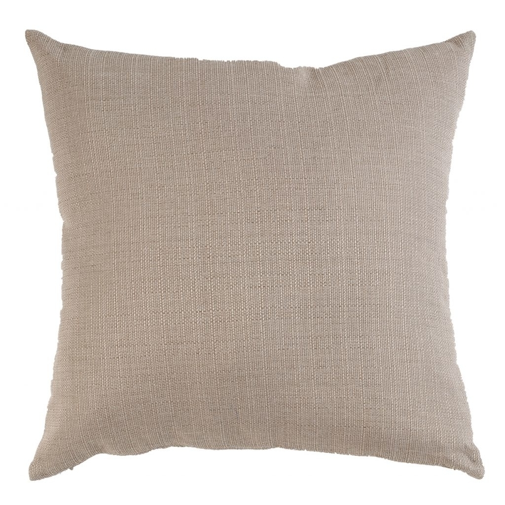 20x 20 Inch Plush Feel Fabric Pillow With Polyester Fiber Fill, Set Of 2, Beige- Saltoro Sherpi