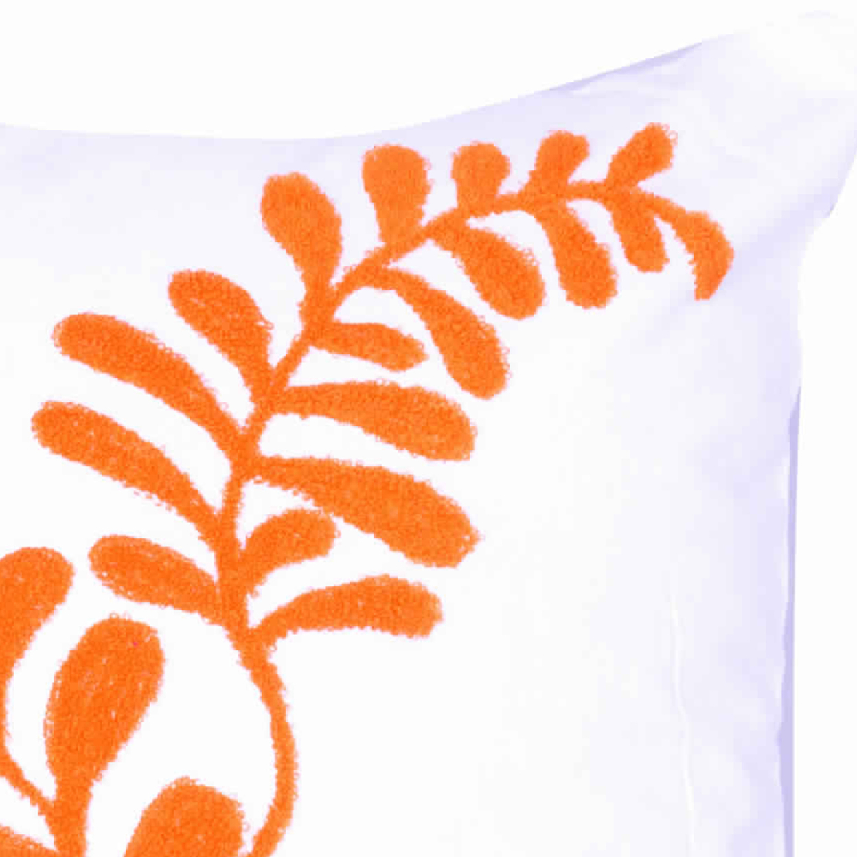 18 X 18 Inch Cotton Pillow With Sprig Pattern Embroidery, Set Of 2, Orange- Saltoro Sherpi