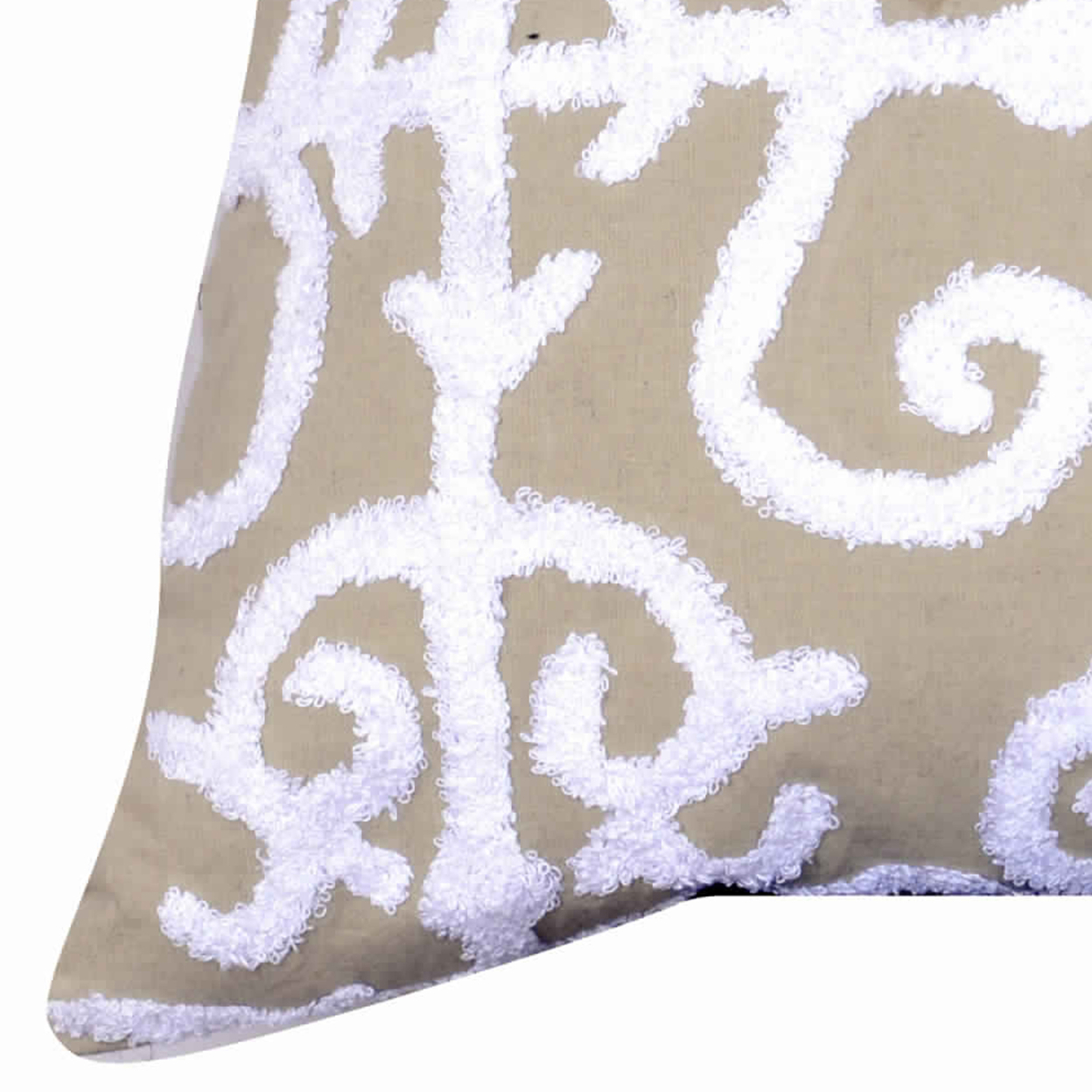 20 X 16 Inch Cotton Pillow With Vermicular Pattern, Set Of 2, Brown And White- Saltoro Sherpi