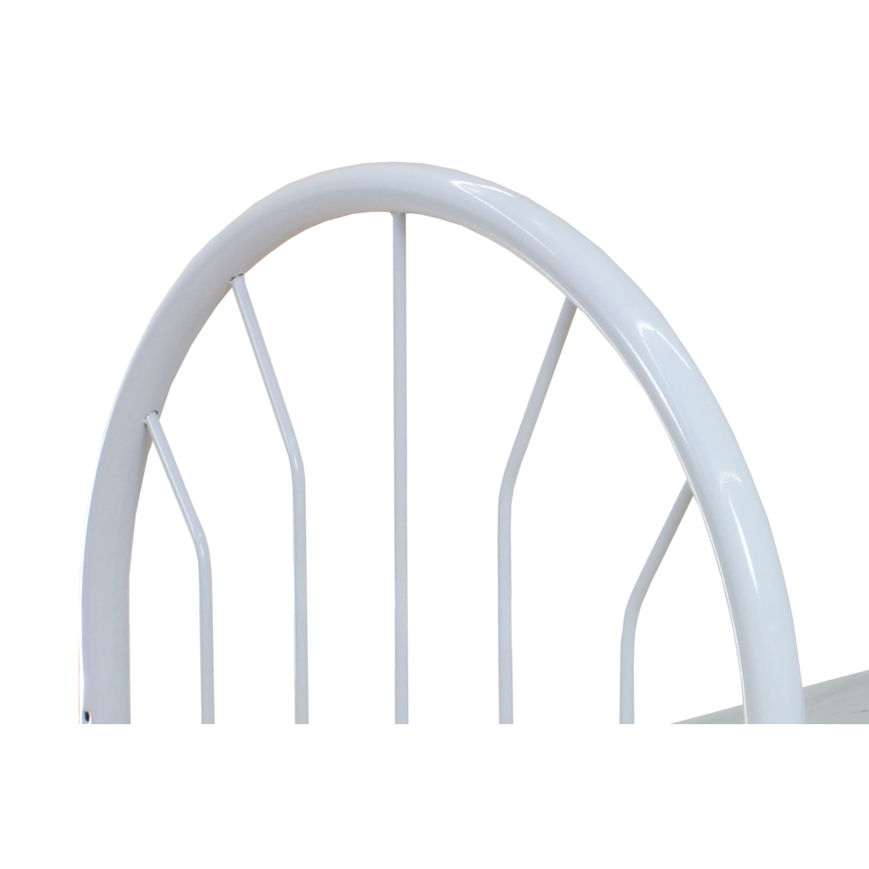 Metal Twin Headboard And Footboard With Curved Spindles, White- Saltoro Sherpi
