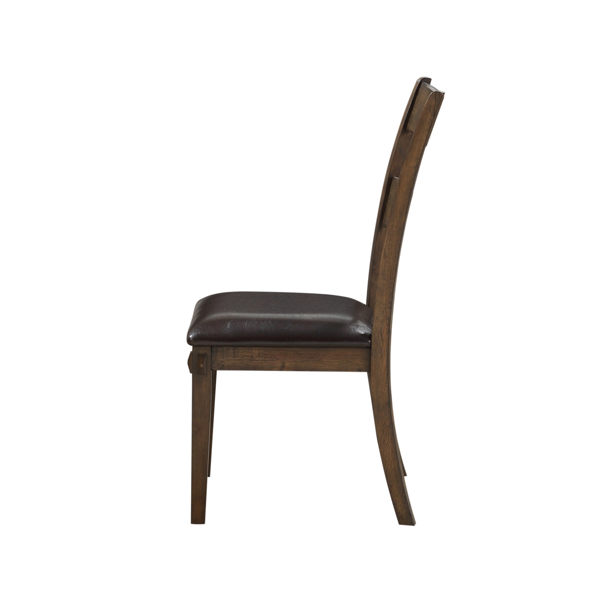 Wooden Side Chairs With Leatherette Padded Seat And Panelled Back, Set Of Two, Brown- Saltoro Sherpi