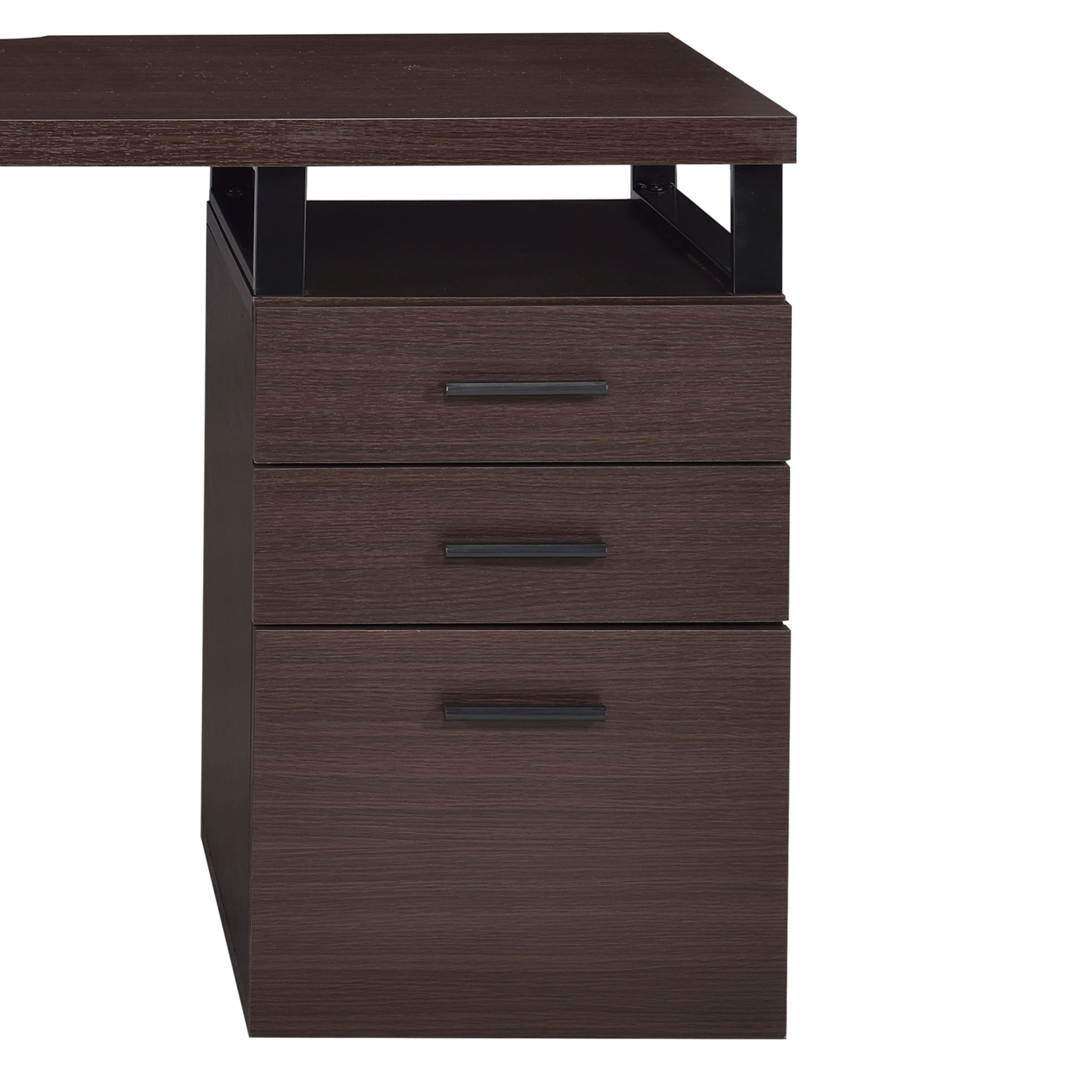 Wooden Writing Desk With Spacious Storage Option, Brown And Black- Saltoro Sherpi