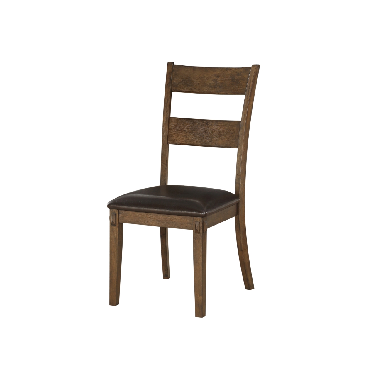 Wooden Side Chairs With Leatherette Padded Seat And Panelled Back, Set Of Two, Brown- Saltoro Sherpi