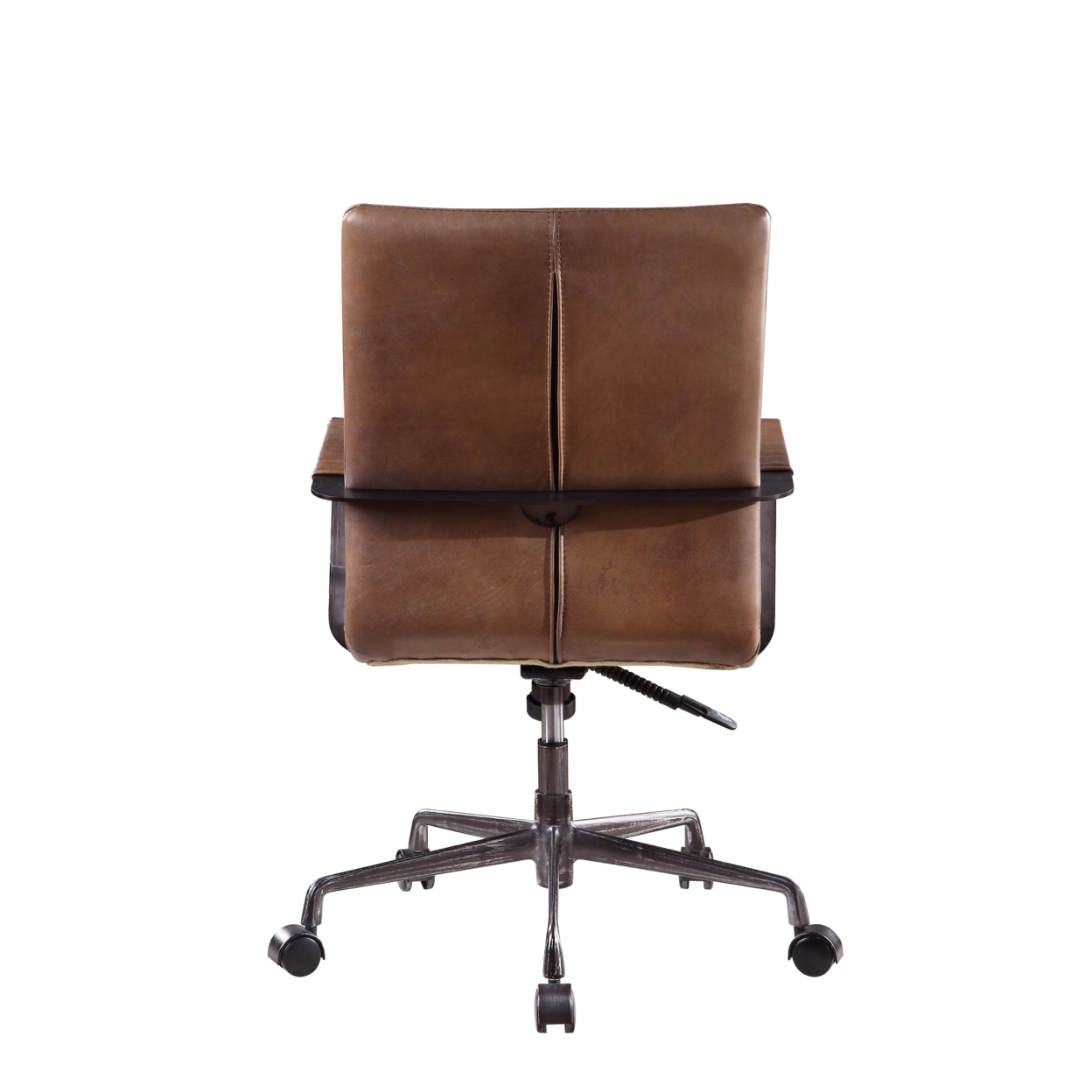 5 Star Base Faux Leather Upholstered Wooden Office Chair , Brown- Saltoro Sherpi