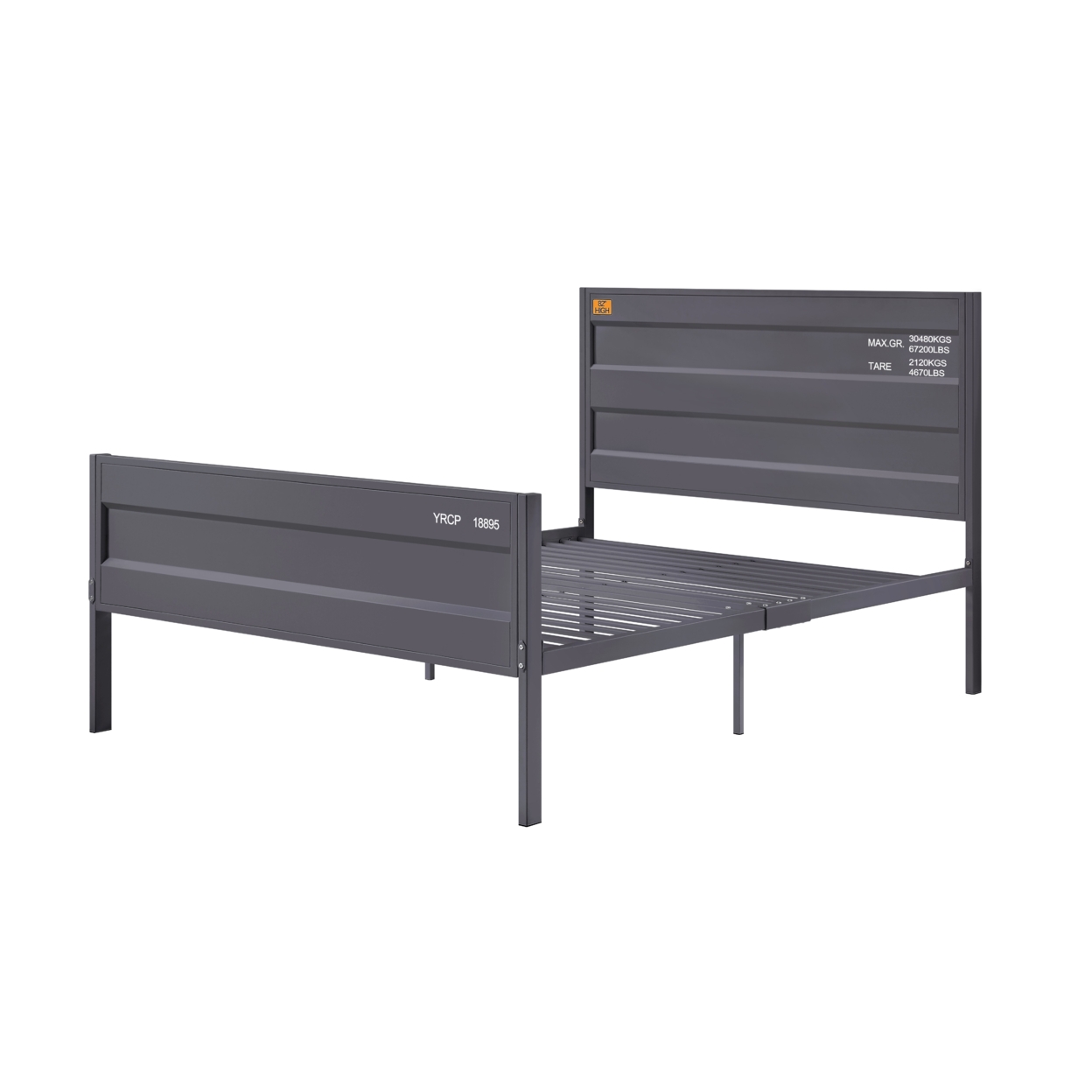 Industrial Style Metal Full Size Bed With Straight Leg Support, Gray- Saltoro Sherpi