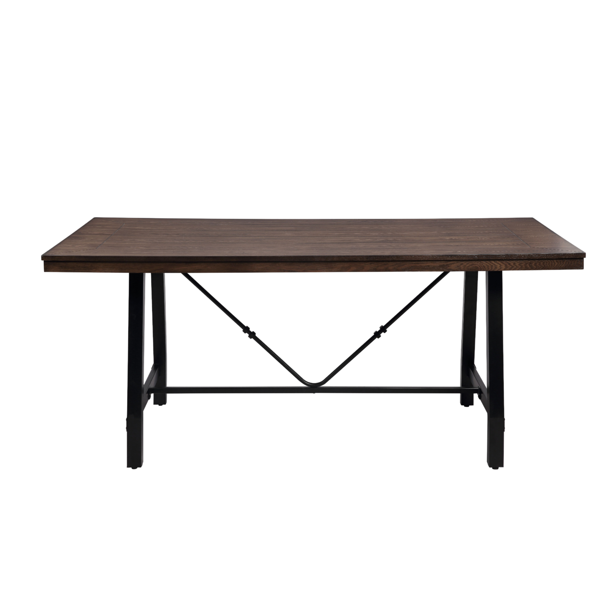 Industrial Style Wood And Metal Dining Table, Brown And Black- Saltoro Sherpi
