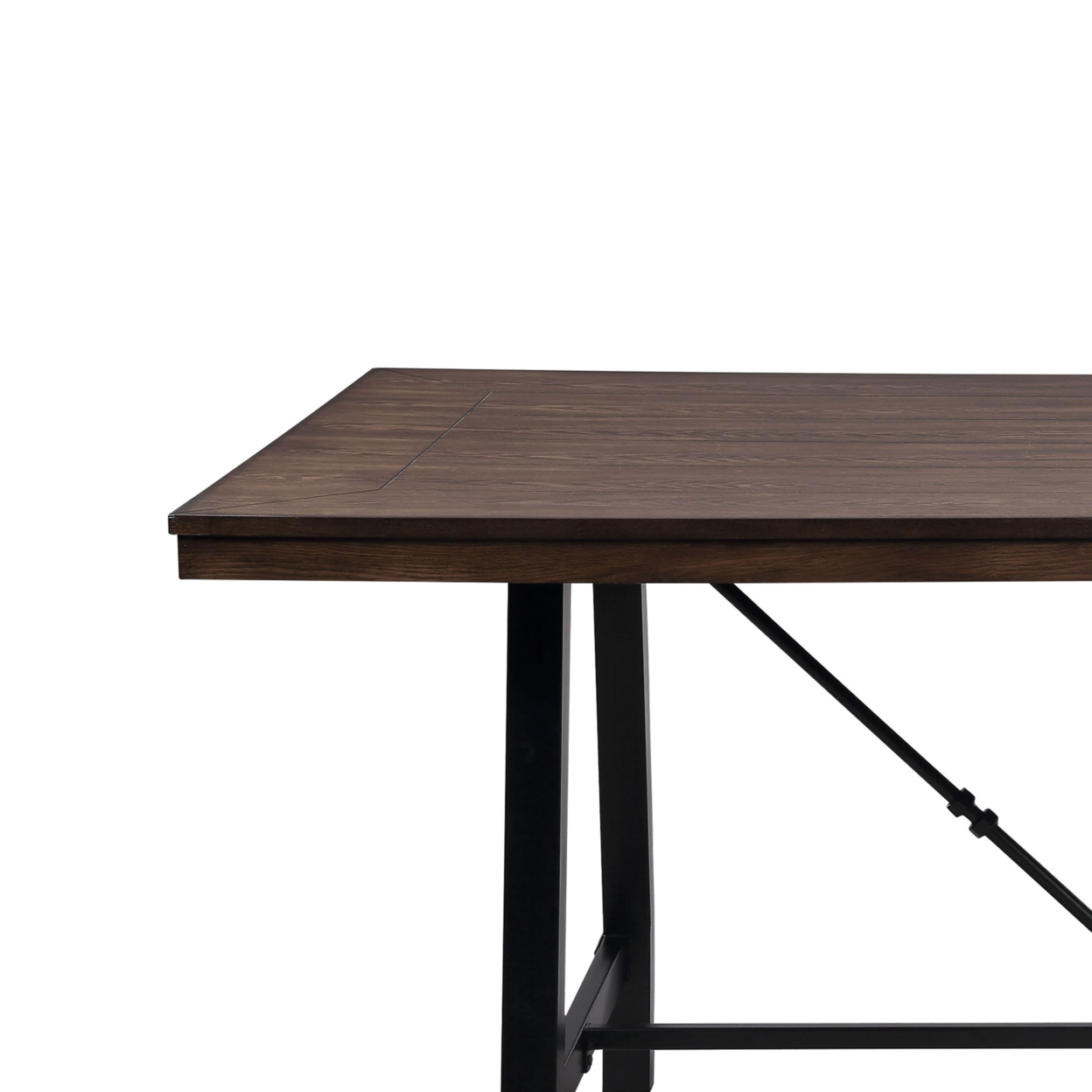 Industrial Style Wood And Metal Dining Table, Brown And Black- Saltoro Sherpi