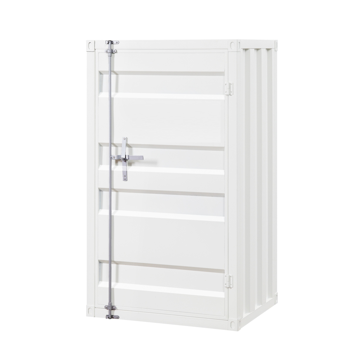 Industrial Style Metal Chest With Recessed Door Front, White- Saltoro Sherpi