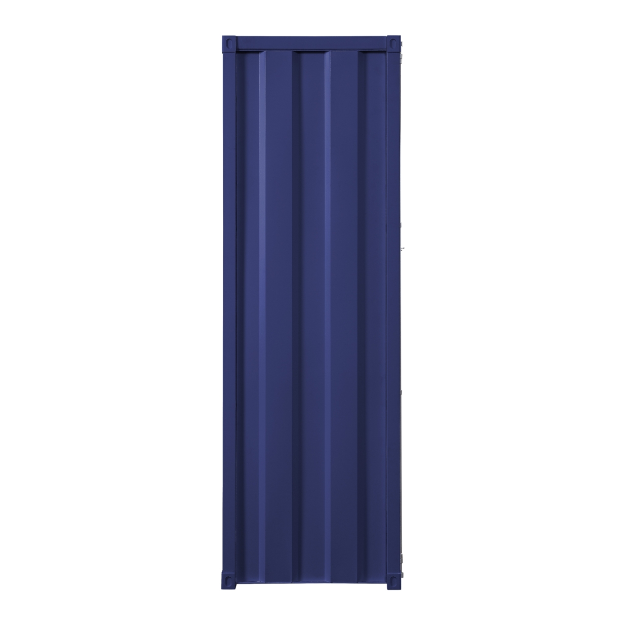 Industrial Style Metal Wardrobe With Recessed Door Front, Blue- Saltoro Sherpi