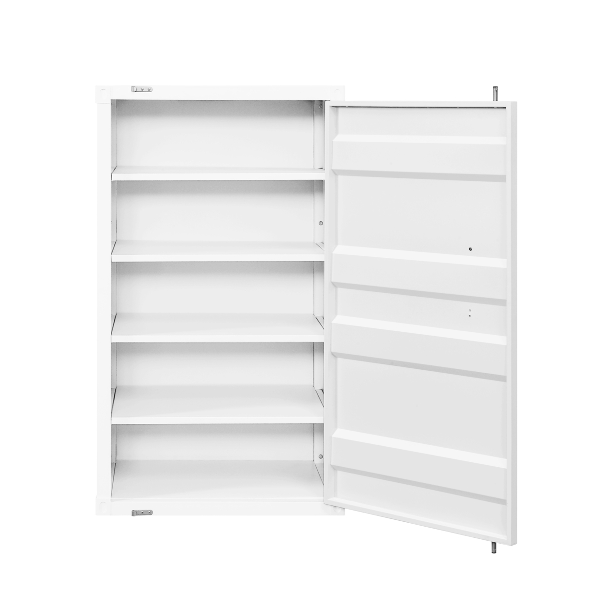 Industrial Style Metal Chest With Recessed Door Front, White- Saltoro Sherpi