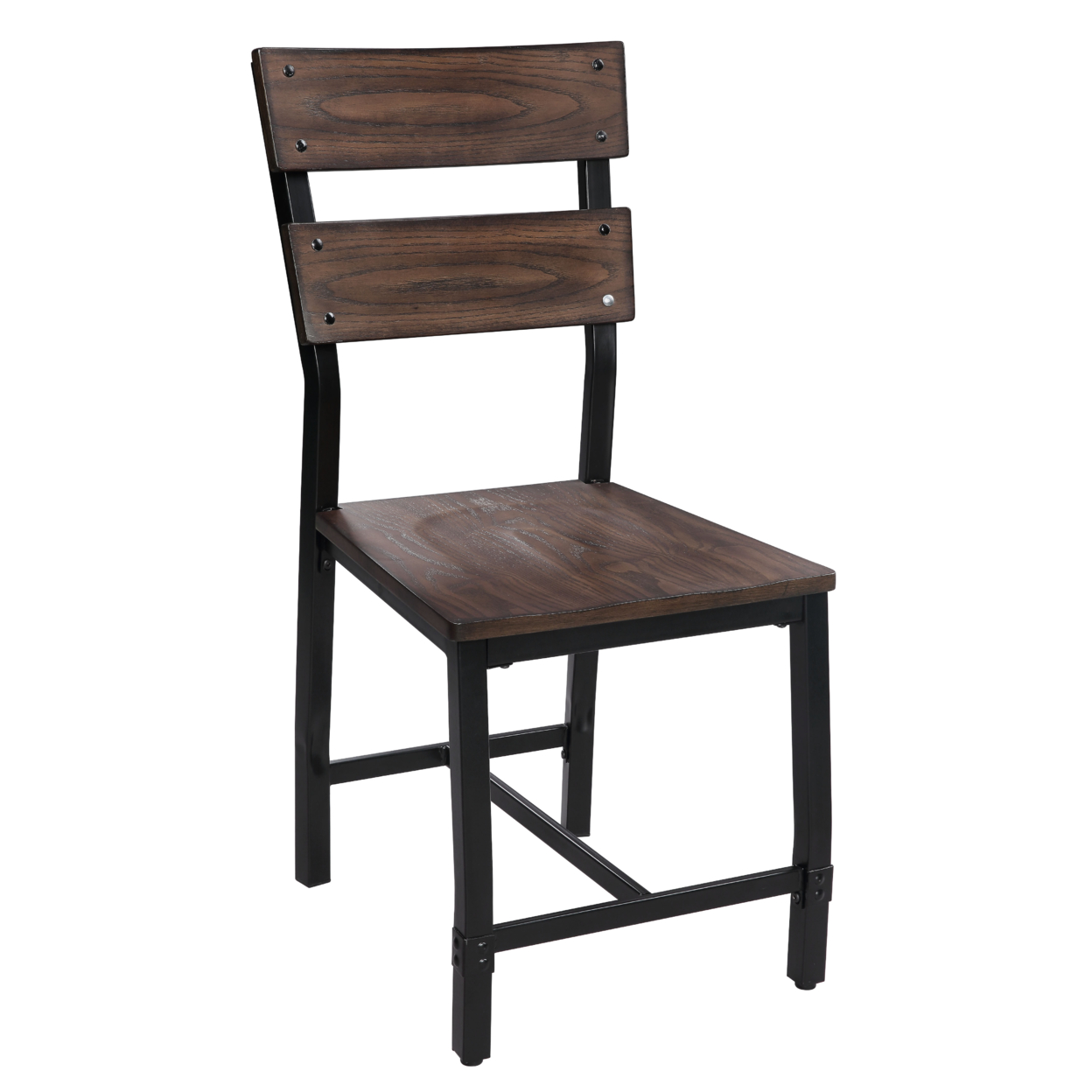 Wood And Metal Dining Side Chairs, Set Of 2, Brown And Black- Saltoro Sherpi