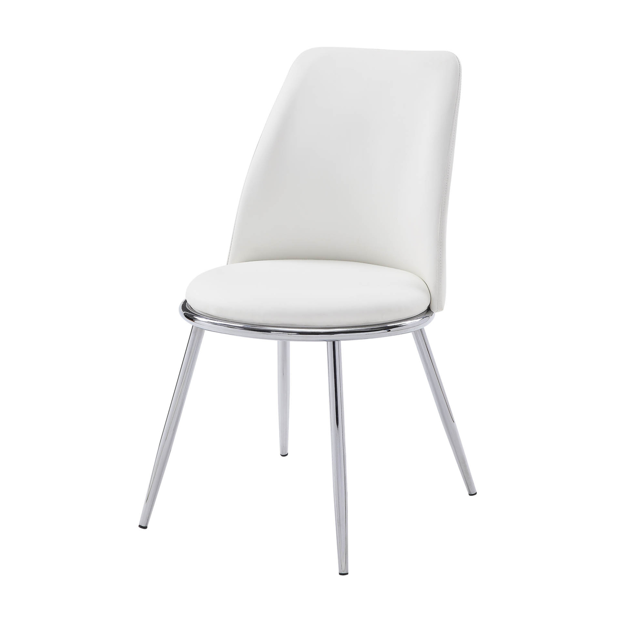 Leatherette Metal Side Chair With Angled Legs, Set Of 2, White- Saltoro Sherpi