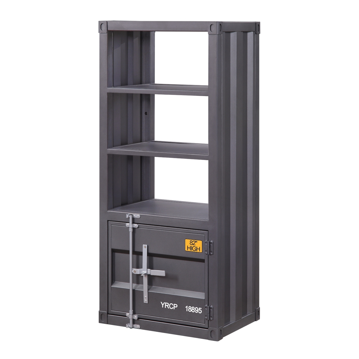 Industrial Style Metal Right Side Pier With Storage Compartment, Gray- Saltoro Sherpi