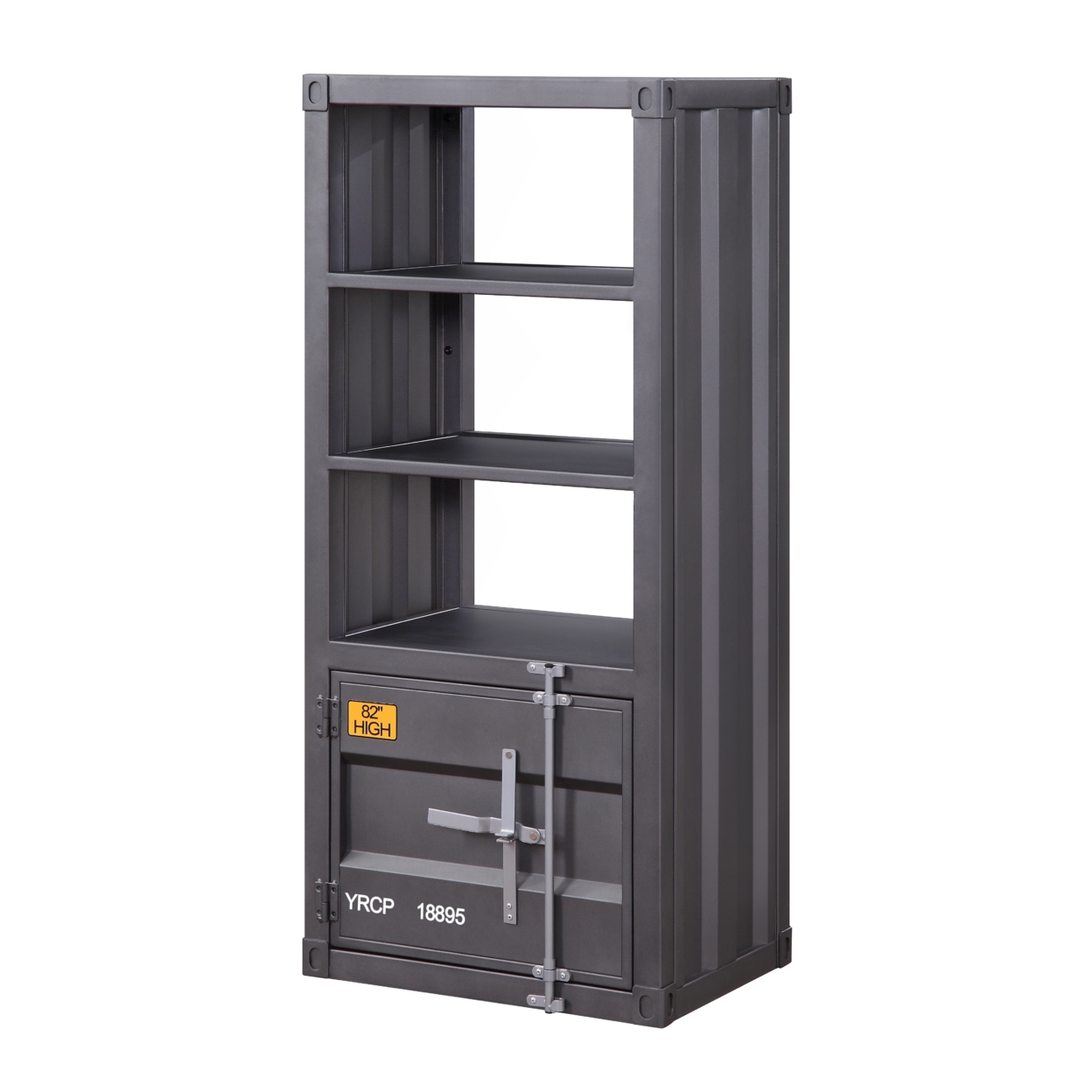Industrial Style Metal Left Side Pier With 1 Compartment, Gray- Saltoro Sherpi